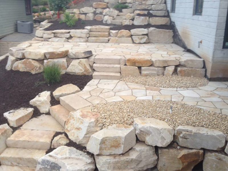 Hardscaped steps and walkway