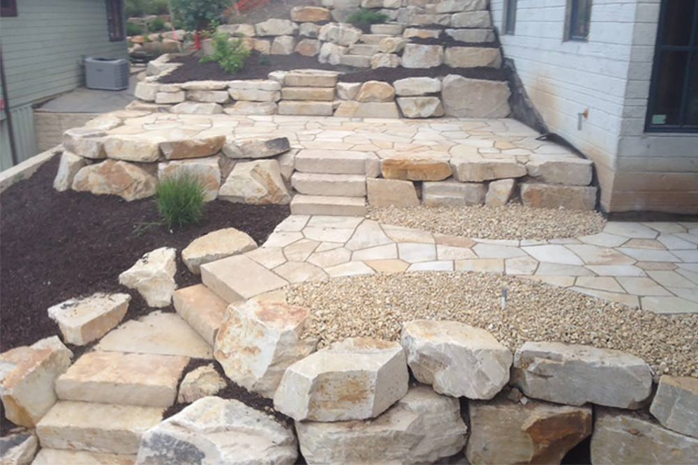 Hardscaped steps and walkway